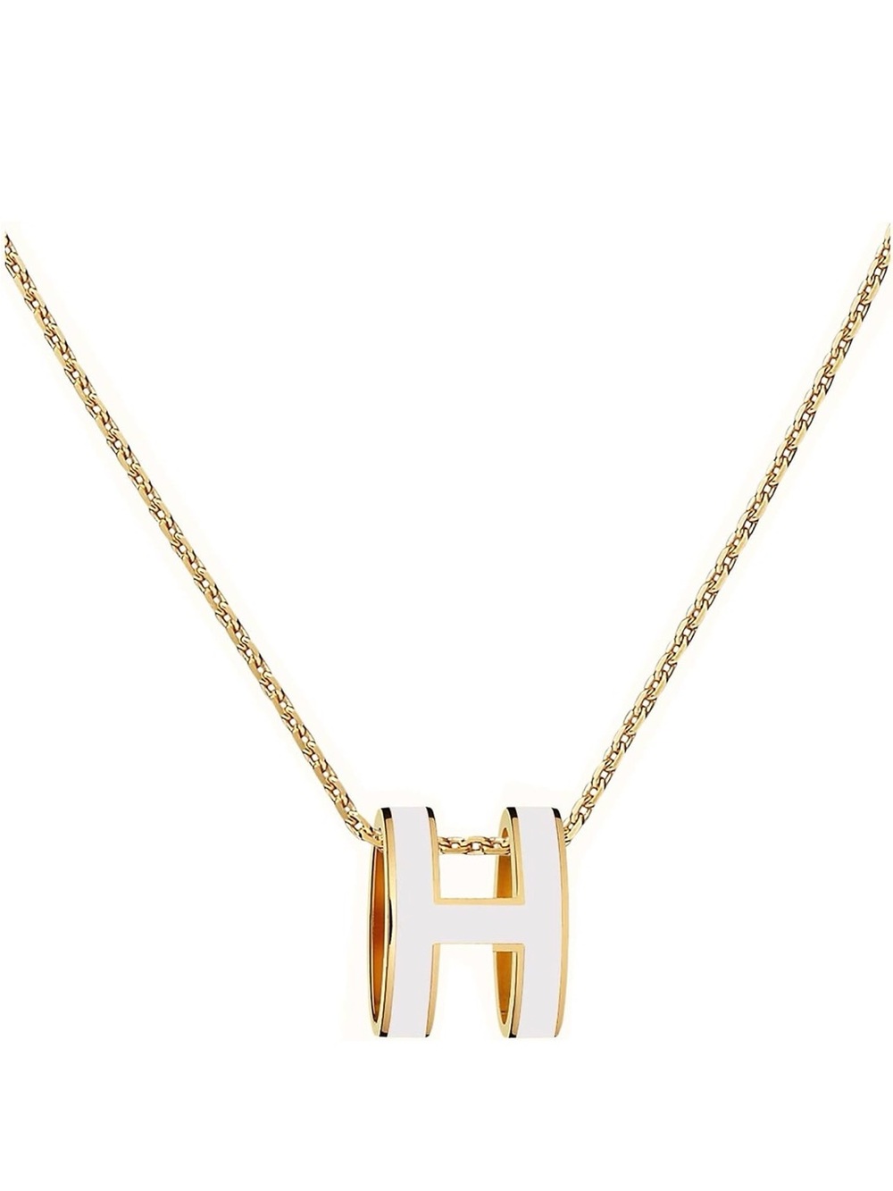 Gold Plated & Enamel White 'H' Pop Icon Initial Pendant Necklace - New with tags